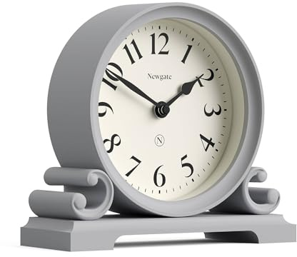 NEWGATE® Divisadero Reloj de repisa | Diseño Tradicional de Doble Desplazamiento | Gris mecánico | Estilo clásico para Escritorio, Mesa, estantería o mesita de Noche