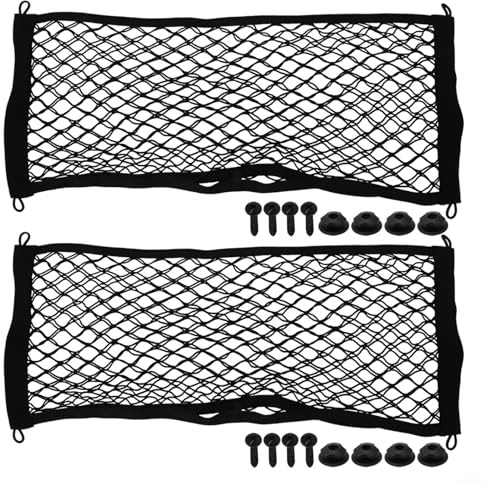 Eawfgtuw Bolsa de almacenamiento de red para coche, doble capa, bolsillo trasero de asiento con tornillos, 25 x 60 cm, accesorios interiores