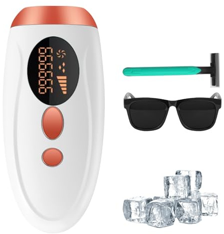 IPL Hair Removal Device, Painless Laser Hair Remover with Ice Cooling, 999,999 Flashes, Auto/Manual Mode, 5 Level Energy Adjustable & 2 Modes for Beautify Skin, Face, Body, Bikini