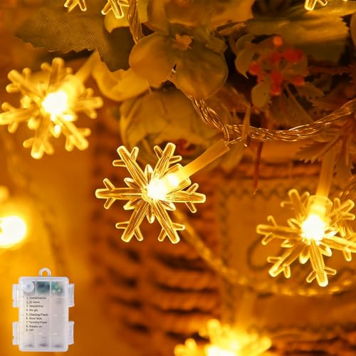 sukaudiz Guirlande Lumineuse, 6M - 40 Lumières LED, IP65 Étanche, 8 Modes, Guirlande Lumineuse Flocon de Neige, Adaptée aux Décorations de Noël, Fêtes et Mariages