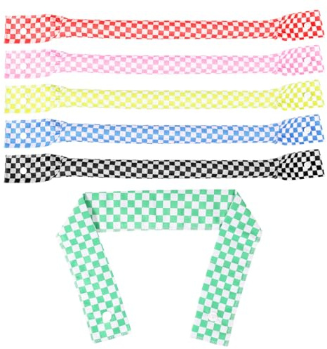 6pz Fascia Rinfrescante Collo, 6 Colori Raffreddatore Collo con Bottone Automatico per Donne e Uomini Attività Sportive Estive All'Aperto in Bicicletta(Stile a Scacchiera)