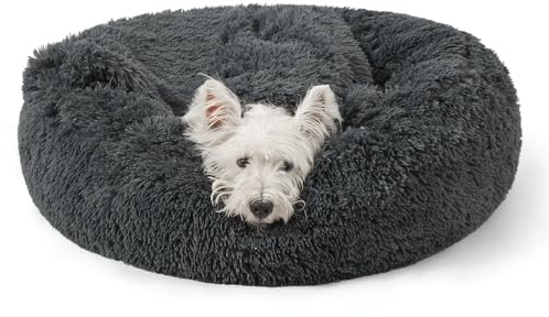 NOYAL Calming Donut Dog Bed, Hooded Cave with Blanket
