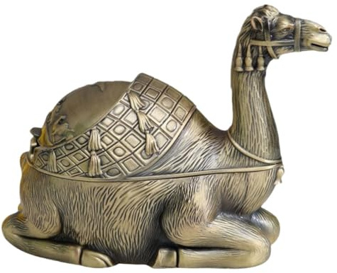 Veemoon Vintage Windproof Metal Ashtray with Lid Large Capacity Portable Animal Motif for Indoor Outdoor Use Living Office Decorative Sophisticated European Style