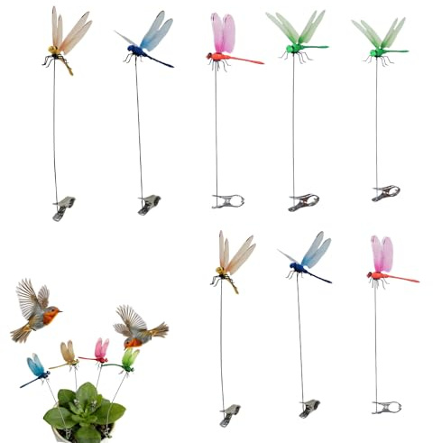 Generisch Clip de libélula para espantapájaros, 12 unidades, falsos 3D, para barandilla de balcón, árbol frutal, invernadero, patio, patio, jardín, entrada, para balcón, terraza, barandilla, jardín