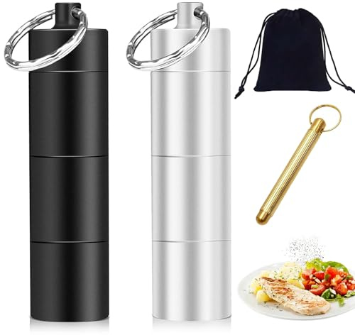 pclapora 2 stycken mini saltströare, lufttät kryddbehållare i aluminium, bärbar för resor camping, praktisk för hemkök och grill utomhus
