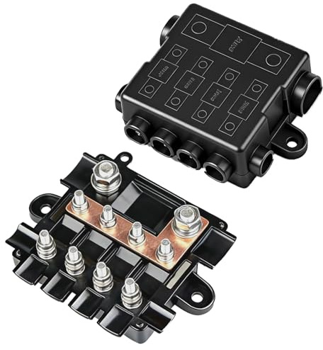 Porte-fusibles 12V pour 1fusibles MEGA et 4 fusibles MIDI,avec barre de bus