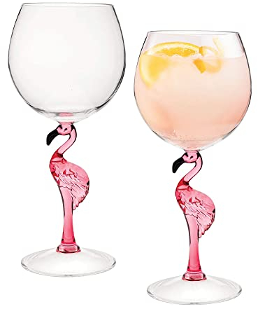 Supreme Housewares Durable Acrylic Plastic Stem Wine Glasses, Set of 2, Reusable Plastic Drinkware, BPA free, Shatter-Proof, Ideal for Wine and Beverage (20oz Flamingo)