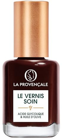 La Provençale - Le Vernis Soin - Vernis à Ongles Longue Tenue - Enrichi en Acide Glycolique et en Huile d'Olive Bio AOP Provence - Fini Brillant Laqué - Teinte : Prune Valensole (420)