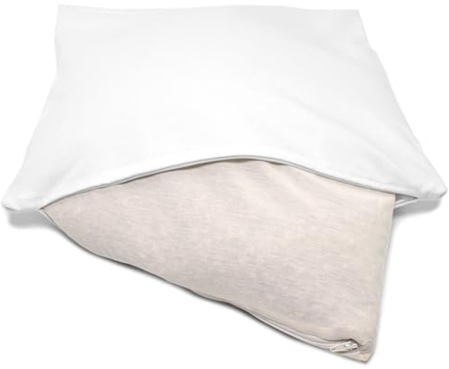 Giraffenland Cuscino con miglio bio 40x40cm, Cuscino con bucce di miglio bio - Cotone spigato bianco + fodera interiore supplementare