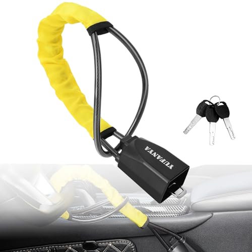 YUFANYA Steering Wheel Lock Seat Belt Lock,Anti Theft Car Security Device Car Lock Car Theft Prevention with 2 Keys,Universal Locks for Car Trucks SUV Van…, Light Yellow (YF102801)