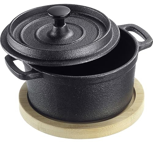 Westmark Pentola in ghisa Tapas + Friends – piccola pentola in ghisa con coperchio, adatta a tutti i tipi di fornelli, compresi quelli a induzione e grill, incluso tappetino – ferro, 250 ml