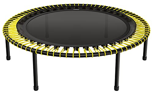 bellicon Trampolín de fitness de 112 cm (amarillo), patas roscadas estables y suspensión de anillo de cuerda de hasta 200 kg (ultra resistente), marco de 3 piezas, fabricado en Alemania