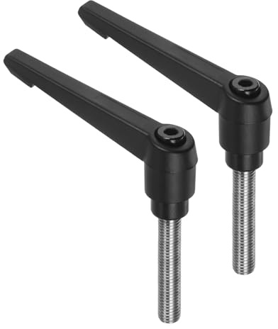 QUARKZMAN 2Pcs Manijas de Palanca de Sujeción M10 x 45mm Perno Roscado Macho de Acero Inoxidable 304 Manijas Ajustables de Liberación Rápida con Pernos de Botón de Trinquete Negro