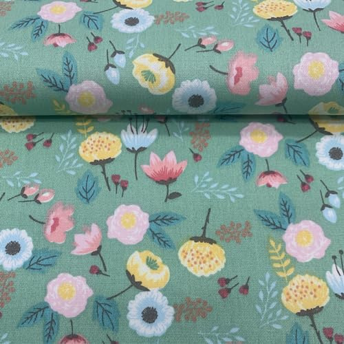 EDGEAM Baumwollstoff Meterware 160 cm breit - Stoffe zum Nähen (50cm, 100cm, 200cm) - Handwerken Nähen Stoff - Dekostoff - Nähmaterial (Grün 02#, 50x160cm)