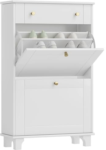 HOMCOM Meuble Chaussure Entrée Étroit 8 Paires 60 x 23,5 x 98,5 cm Blanc