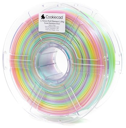 Cookiecad PLA Filament 1.75mm 1kg Iridescent Rainbow 3D Printer Filament - Pastel Rainbow Elixir PLA