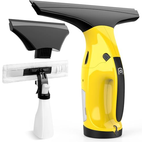 Eave Window Vac Cleaner Kit, Upgraded Cordless Window Vacuum with 17cm & 28cm Suction Nozzles, Electric Window Cleaner with 40min Battery Life and 270ml Water Tank, Suitable for Windows, Mirrors