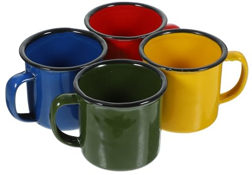 LAPYAPPE Set 4 Tazze Smaltate Da Caffè e Latte Spesse, Tazze D’acqua Retrò Multiuso Per Uso Domestico, Per Tè, Succo e Feste, Forniture Per La Casa Facile Da Pulire