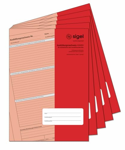 SIGEL AW484/5 libretto di formazione/quaderno per iscrizione settimanale o mensile, 5 pezzi, A4, 28 fogli, 1 settimana o 1 mese in panoramica di 1 s., sufficiente per 1 o 3 anni
