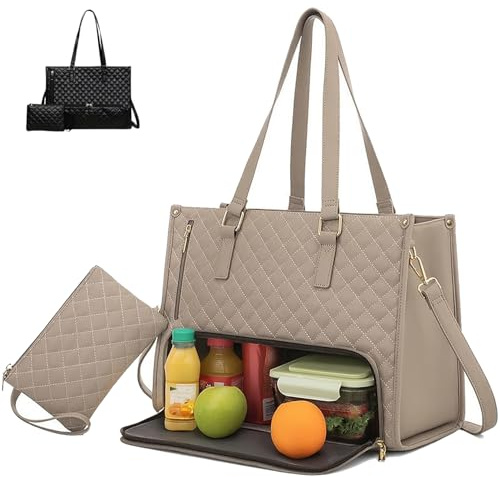 Sac fourre-tout 2 en 1 pour femme, sac à déjeuner et ordinateur portable, élégant pour le travail et les voyages, bureau, école