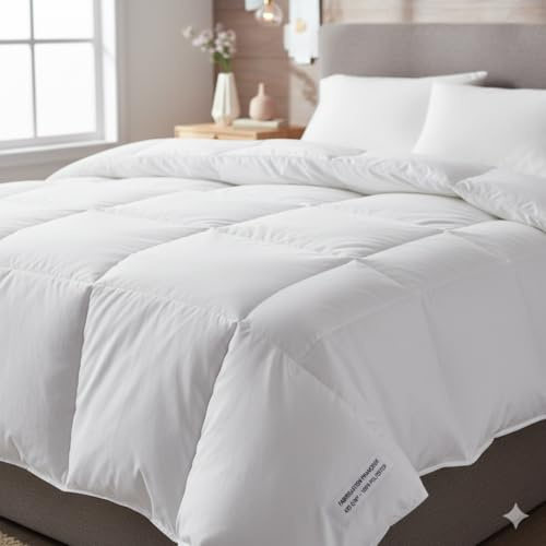 Générique Couette Hiver Confortable 220x240 cm (Grand Lit) - 450g/m² Blanche - 100% Polyester Douce Double Face - Fabriquée en France - 2 Personnes