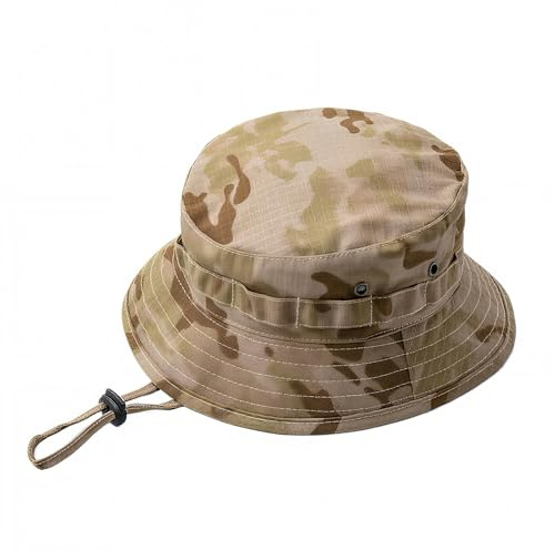 BAISEBAOFU Camo Mens Bucket Hat, Sun Hat for Men, Bush Hat Military Cap Boonie Army Camo Hat, Carp Fishing Accessories (Sand Camo)