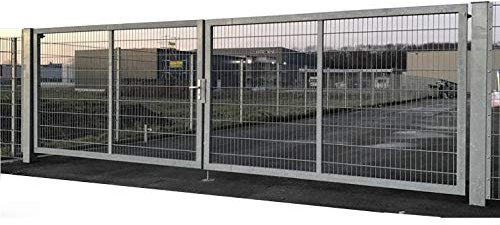 Doppelflügeltor Gartentor Industrietor Matten-Tor Einbaubreite 800cm x Höhe 200cm Einfahrtstor für Industrie mit besonders stabilem Rahmen 100 x 40mm/ Pfosten 120 x 120mm