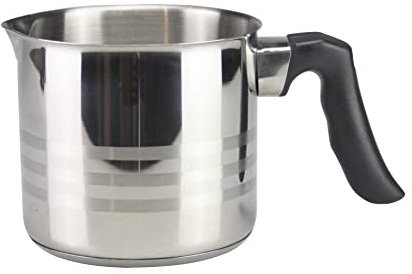 Mastercook Casserole à lait en acier inoxydable avec bec verseur 1,2 l – 12 cm/1,8 l – 14 cm