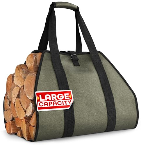 VIKROM Firewood Carrier Bag, Waxed Canvas Log Carrier, Water-Resistant Tote