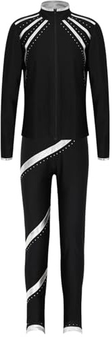 inhzoy Completo Sportivo Bambina Tuta da Ginnastica Pattinaggio Paradice Giacche Giacca Sportiva Capotto Caldo e Leggings Sportivi Pantaloni Lunghi Joggers Sweatsuit Argento D 13-14 anni
