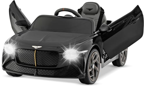 COSTWAY Bentley Elbil för barn, 12 V barnfordon med fjärrkontroll, ljus och musik och USB, elektrisk barnbil, elfordon för barn från 3 år (svart), FC32313PQDE