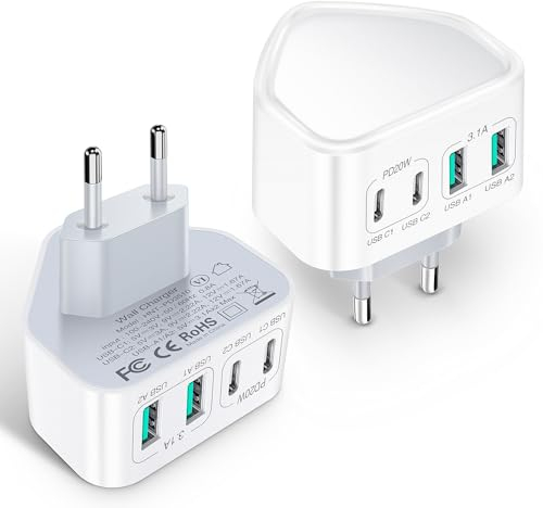 USB C Ladegerät, 40W 4-Port USB Netzteil Stecker, 2-Stück Schnellladegerät PD 3.0, ladegerät mehrfach Compatible Avec iPhone 12 13 14 15 16 Pro Max XR, Samsung S23,S22,Note 10, LG