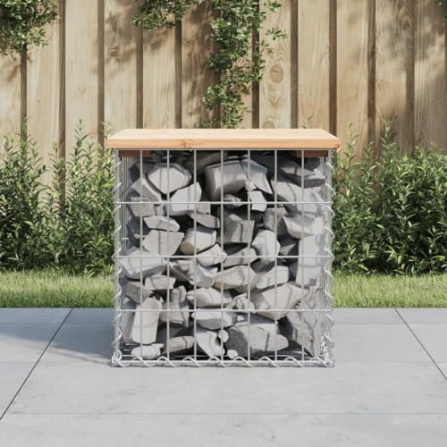Homgoday Gabionenbank - Banco de jardín, gaviones, gaviones, cesta de piedra, cesta de alambre, banco de jardín, banco de gaviones, 43 x 44 x 42 cm, madera maciza de pino