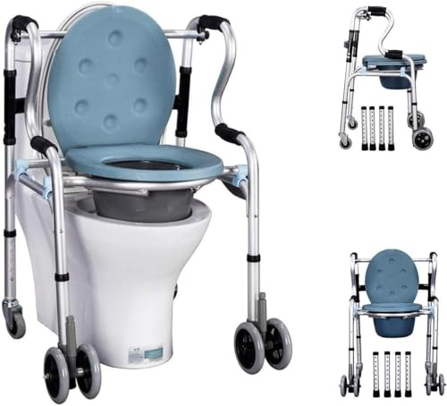 Chaise Toilette Pliable Avec Roulettes Pour Personnes Âgées, Chaise Douche Et Toilette, Mobile, Haut Gamme, Réglable En Hauteur, Facile À Nettoyer, Joint Spécial, Fauteuil Roulant/Chaise Douche