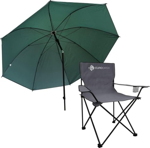 EUROCATCH Sedia da pesca e ombrello - set di sedie da campeggio - ombrello da pesca