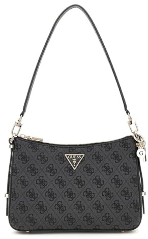 GUESS Eco Erica Top Zip Shoulder Bag Coal Logo