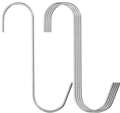 QUARKZMAN 4 ganchos para carne de 6 de acero inoxidable 304 Gancho de carnicero en forma de S para colgar, ahumar, asar costillas de res BBQ (Carga máxima 11 libras)