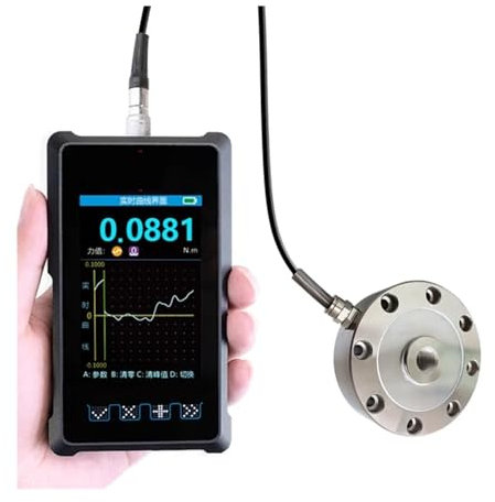 OUTFYT Dinamómetro portátil, medidor de Fuerza, Instrumento de medición Digital, indicador de celda de Carga de Empuje y tracción, Recargable de Mano,Rendimiento Confiable