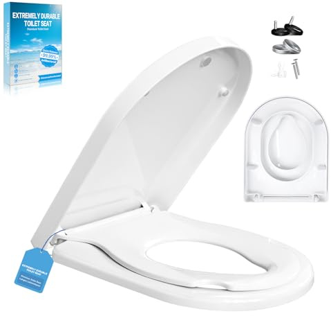 Tavolino copriwater per WC con abbassamento automatico con sedile per bambini, coperchio WC a forma di D, alta qualità e stabile, antibatterico, di alta qualità, con funzione di rilascio rapido |