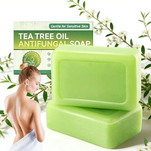 2Pcs Tea Tree Oil Soap, Natural Organic Bath Soaps, Tea Tree Soap Bar For Face & Body, Facial Cleanser and Body Oder, Controls Oil, Fights Acne & Body Itching, Athlete's Foot for Men and Women