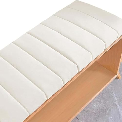 Generico Cuscino per Panca da Esterno/Interno - Lavabile Rimovibile, Cuscino per Panca da Giardino, 2/3 Posti Cuscini in Velluto Teddy per Panche, per Panche da Finestra,Bianca,90x30x4cm