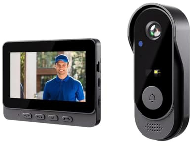 ZIGprote Outdoor Video Doorbell Camera Wireless 1080P with Screen for Home Office,Two-Way Audio,120° Vision,4.3” Screen,IP66 Waterproof, Video Doorbell No Subscription,APP,WiFi,Easy to Use for Elder