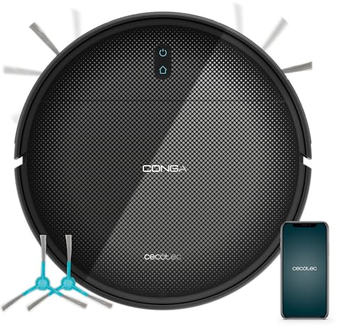 Cecotec Conga M10 Advance robotdammsugare och rengöringsmaskin. Ordnad gyroskopisk navigering, 3 000 Pa sugtryck, 150 min autonomi, anti-fallsensorer och 2 sidoborstar, appkontroll