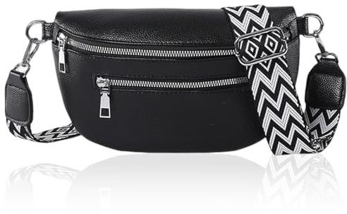 TENGWA handväska dam midjeväska bred axelrem väskor 24,5 x 14,5 cm axelväska veganskt läder crossbody bag elegant justerbar idealisk för resor och vardag