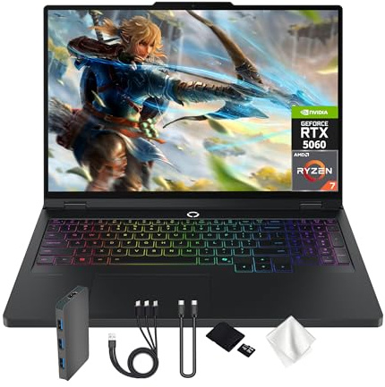 Lenovo Legion Pro 5 16 WQXGA 165Hz Gaming Laptop, AMD Ryzen 7 8745HX, GeForce RTX 5060 8GB GDDR7, 64GB DDR5, 5TB Storage (4TB SSD&1TB Docking Station), 24-Zone RGB Backlit Keyboard, Win 11, Black