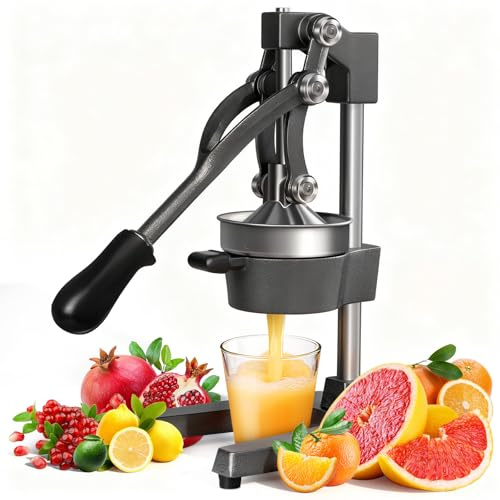 Exprimidor Manual,Exprimidores Zumo Manual con Palanca,Lemon Squeezer Fácil de Limpiar,Exprimidor de Cítricos Profesional para Naranjas, Limones, Lima, Pomelos, Granadas,Negro