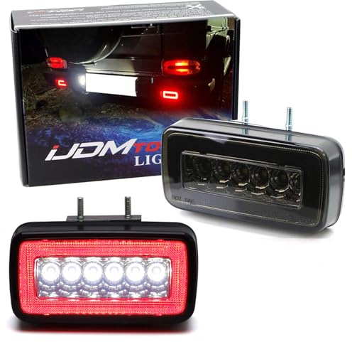 iJDMTOY Smoked Lens 3-In-1 LED Rear Fog Backup Light Kit Compatible With 1986-2018 Mercedes Benz W463 G-Class G500 G550 G55 G63 AMG, Functions as Rear Fog Driving Brake & Reverse Lights