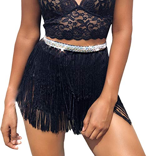 Bauchtanz Hüfttuch Kostüm Latin Dance Röcke Pailletten Quaste Fransen Outfits Rock für Damen