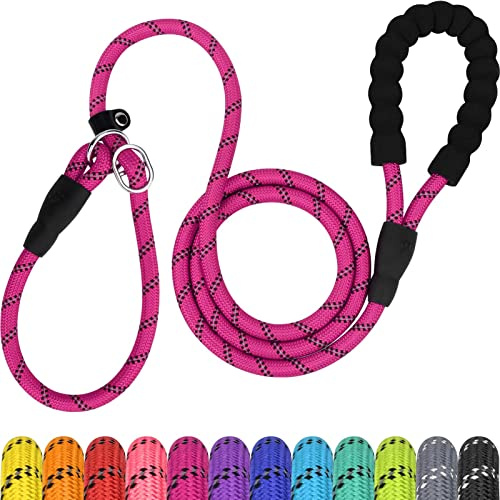 TagME Slip Lead for Dogs, No Pull Training Leash, Padded Handle (Hot Pink)