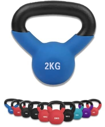 wuuhoo® Kettlebell Dwayne - Kugelhantel 2kg - 28kg aus massivem Gusseisen mit Neopren Beschichtung, Schwunghantel für dein Krafttraining, Gewichte mit Farbcodes - Fitnessgerät für Zuhause 2 kg